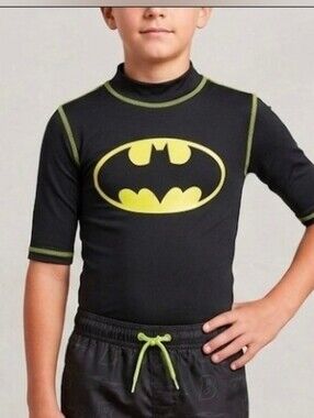 Batman Black and Yellow Logo Rash Guard-Size XS